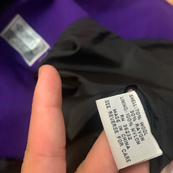 VINTAGE Wool Pea Coat Trench Royal Purple Gold Buttons Academia Size 6 - Picture 3 of 8